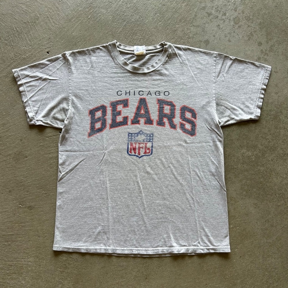 Vintage 90s Champion Chicago Bears Shirt Size Large Gray NFL Football NFC